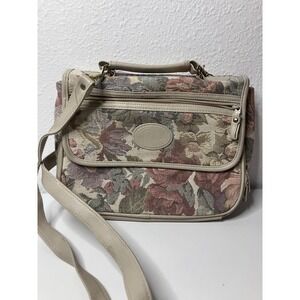 Vintage Mitzi Beige Floral Tapestry Medium Crossbody/Hand Bag Cottage Granny
